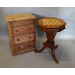 A 19th Century Mahogany Wellington Type Chest of three drawers with knob handles, together with a