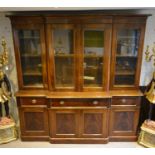 A Victorian Mahogany Break Front Secretaire Bookcase the moulded cornice above four glazed doors