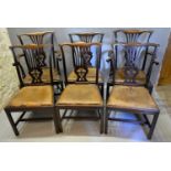 A Set Of Six 19th Century Mahogany Chippendale Style Dining Chairs, four plus two each with a