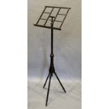 A 19th Century Adjustable Music Stand With Turned Center Column and three turned supports