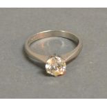 An 18ct. White Gold Solitaire Diamond Ring Claw Set, approximately 1.04ct