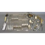 A Collection of Silver Plated Flat Ware and other items of plate to include a jug of half lobed form