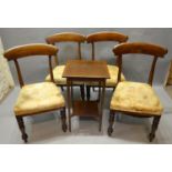 A Set Of Four William IV Mahogany Dining Chairs each with a shaped rail back above a stuff-over