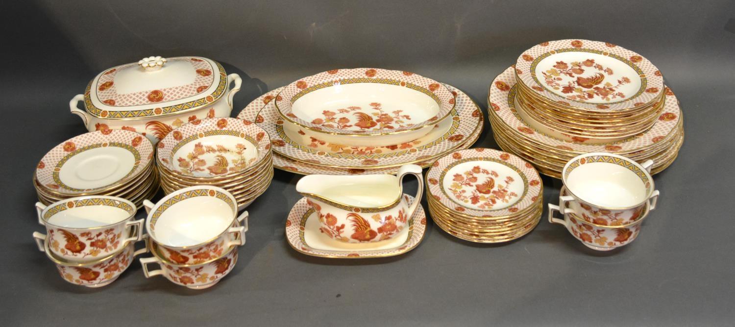 A Wedgwood Golden Cockerel Pattern Part Dinner Service