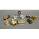 A Copper Snuff Box Together With Other Items To Include A Silver Napkin Ring