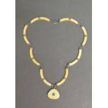 An Art Deco Bone Necklace With Pendant Set Cabochon Turquoise