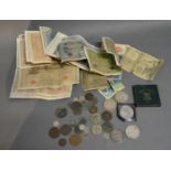 A Small Collection Of British Coinage Together with A Collection Of Foreign Bank Notes