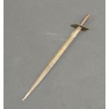 A Sheffield Silver Letter Opener In The Form Of A Sword retailed by Walker & Hall