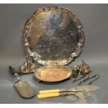 A Silver Plated Presentation Tray Together With A Collection Of Other Silver Plate
