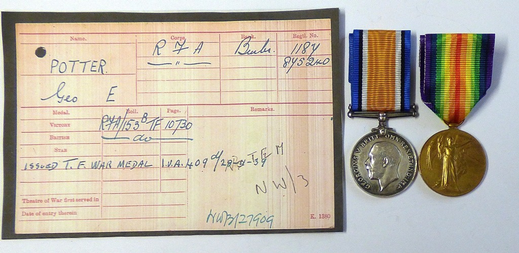 WWI Pair of Medals to 1187 BMBR. G. E. Potter, R.F.A.