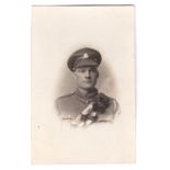 Army Service Corps WWI-Fine head and shoulders RP postcard portrait - photo Boak,Andover