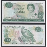 New Zealand-Reserve Bank 1981-85, Twenty Dollars, TAA000179 Green, Hardie Chief Cashier signature,