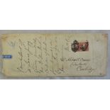 Scotland 1870- Dimland Castle book post env, pair 1d reds