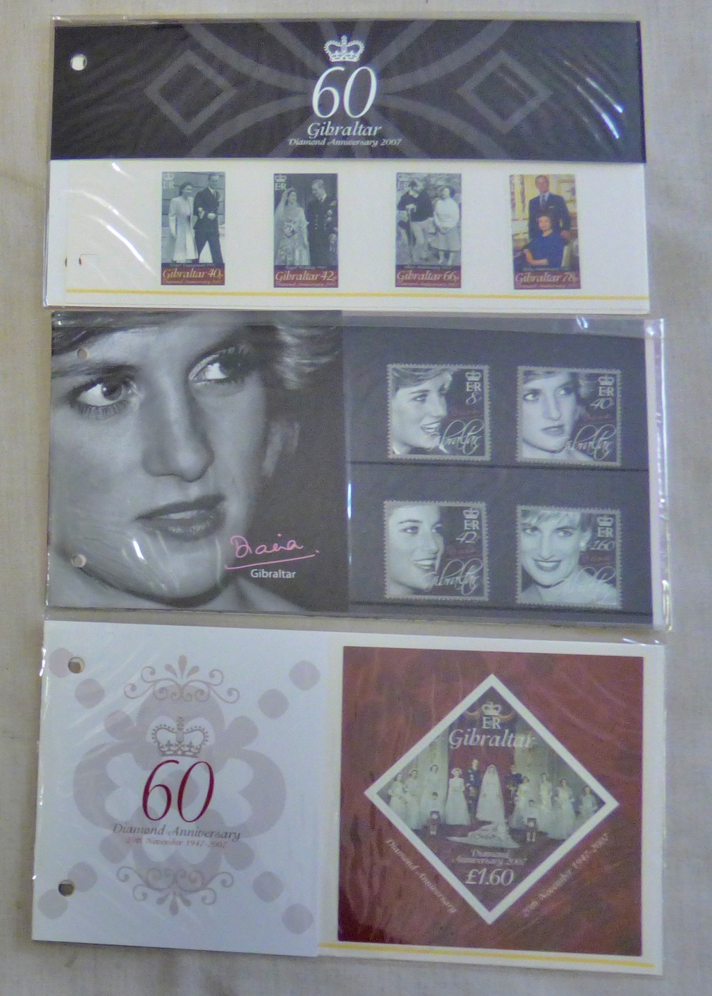 Gibraltar 2007 Diana Princess of Wales, H.M. The Queen's 60th Diamond Anniversary, 50th and Min - Image 2 of 2