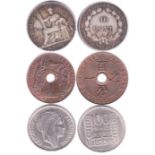 French Indo-China 1900-10 Cents, silver, KM9,GVF-Algeria 1950 100 Francs, K93, UNC-French Indo-China