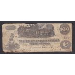 United States(Confederate) 1862 - Richmond 100 Dollars, Steam Train, Milkmaid at left, NVF,T39,Ad