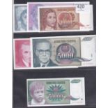 Yugoslavia 1992 Set 100 Dinars to 50,000 Dinars P112-117, UNC (6)