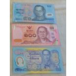 Thailand uncirculated range 50 Baht (2) and 100 Baht hologram issue (3)