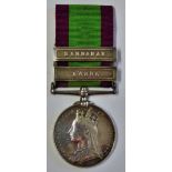 Victorian Indian Mutiny Medal with Kandahar and Kabul clasps to 1843 Cpl. Griggs, 9th Lancers. (Sold