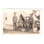 Royal Army Medical Corps WWI Fine Section ('C' Section) group of four Sergeants posed outside tents,