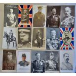 WWI Military Personalities Photographic postcards (15) including: Sir John French, Lord Kitchener,