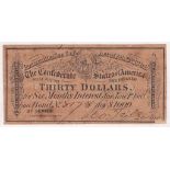 1864 Confederate States Thirty Dollar Loan Bond, F