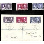 Pacific (Gilbert & Ellice Islands) - 1937 Coronation Set On Registered Cover, Ocean Island datestamp