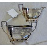 Silver Sugar Bowl with two handles, maker Edward Hutton hallmarked 1883 London, approx 9cm x 6.5cm -