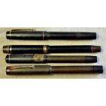 pens-A range of four vintage gold nibed pens incl De la Rue 'Onoto', some restoration required (4)