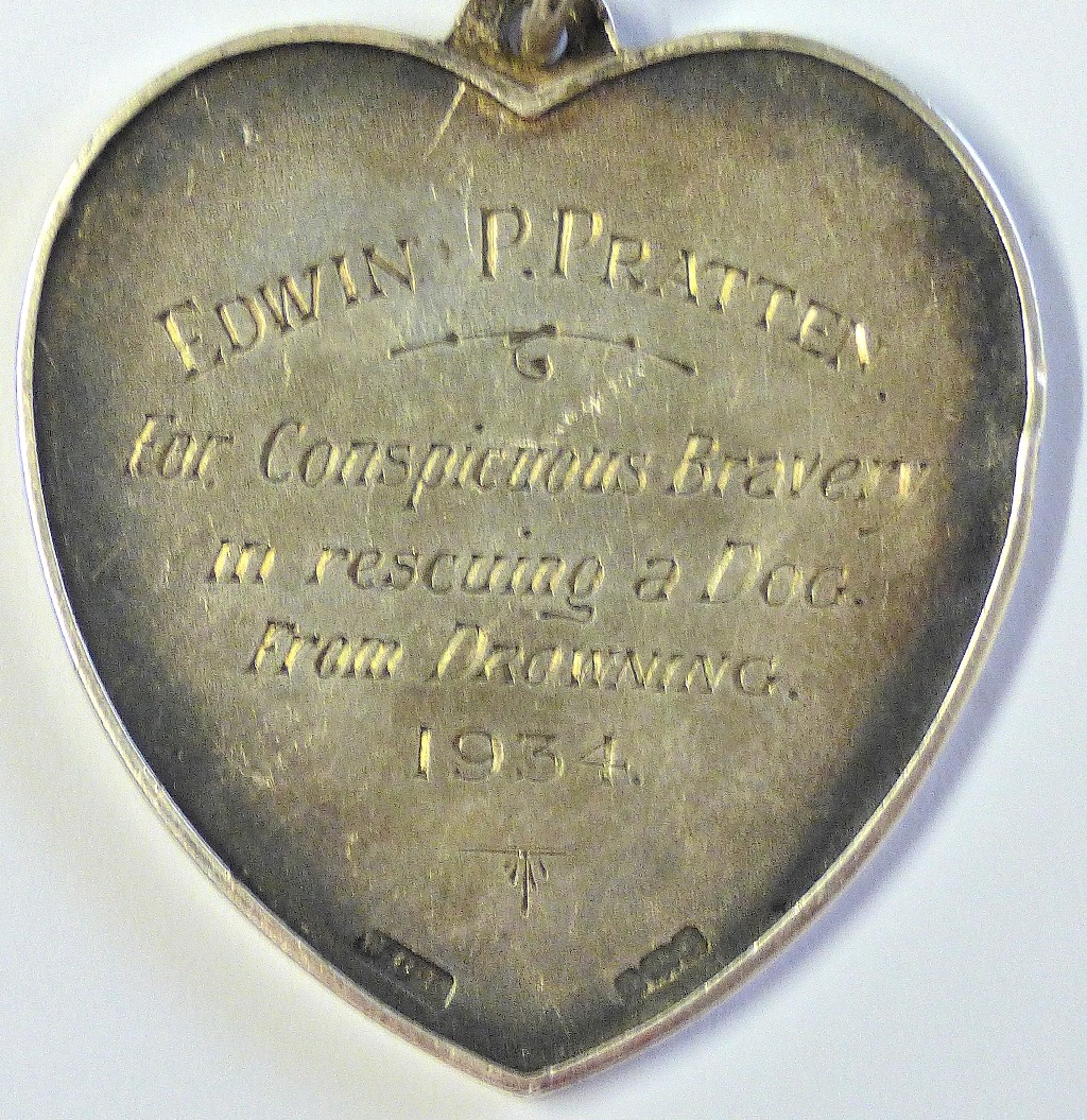 British 'Our/Dumb' Friends League Silver Medal, Awarded 1934 to Edwin P. Prattern for conspicuous - Image 3 of 6