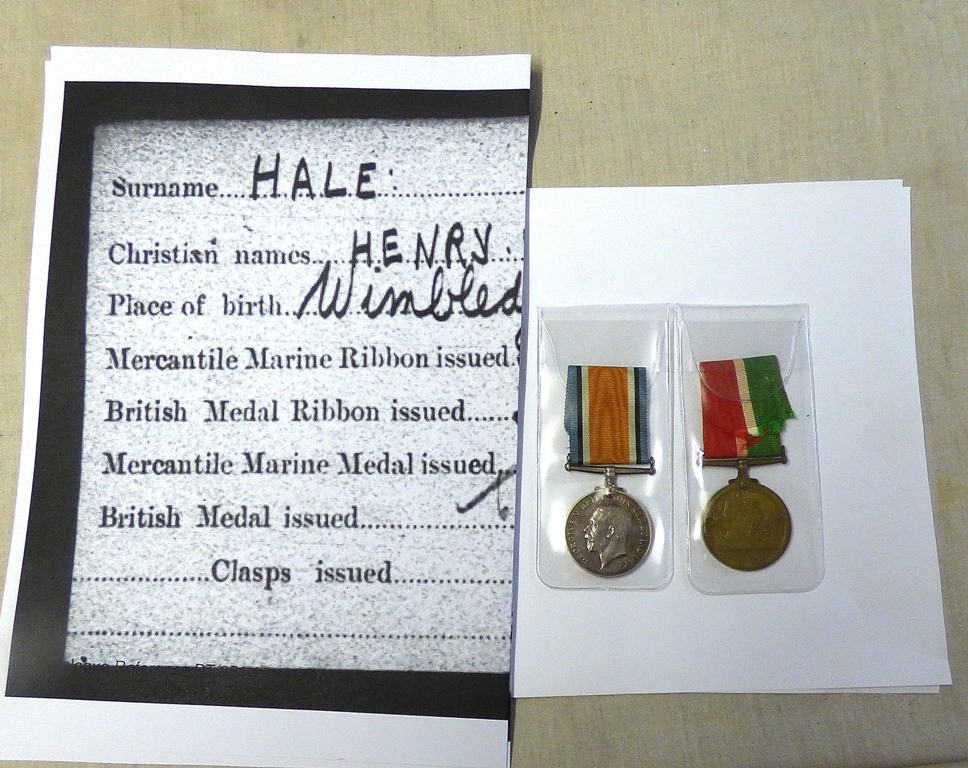 WWI Mercantile Marine Pair of Medals to Henry Hale, with research.