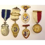 Masonic Medals - a range of five with ribbons including the Masonic Hospital Medal (5)