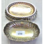 Oval Fluted Silver Bowls(2) hallmarked London 1882, approx 14cm x 9cm, approx 300 grams the pair,