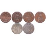 Sweden 1874-5 ore-countermarked, Allan Dahl,AVF-Sweden 1882-5 ore-GVF, KM736-Sweden 1884(88)-10 ore,