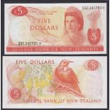 New Zealand-Reserve Bank 1975-7, Five Dollars 992 240780 Orange, Hardie Chief Cashier signature,