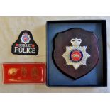 British Police Commemorative items including a EIIR Surrey Police plaque made by Jeeves Badge