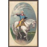 American 1909 Postcard showing George Washington on horseback "First in War, First in peace and