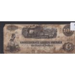 United States -100 Dollar 1863 Richmond, Steam Train, Milkmaid at left, AVF, water stained, T39 Ad