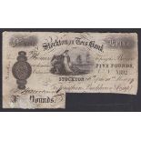 Great britain Stockton-on-Tees Bank 1879-£5-fine Jonatton Backhouse,scarce