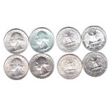 U.S.A.Washington Quarters-1952,1962,1963,+1964 BUNC (4)