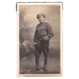 Army Service Corps WWI- RP postcard, a soldier with some character