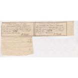 1864 Confederate States promissory note on Four Dollars Bond interest - pair on bond 736 for 1000