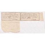 1864 Confederate States promissory note on Four Dollars Bond interest - pair on bond 737 for 1000