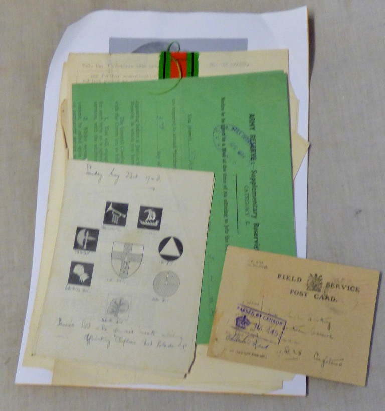 WWII Range of ephemera relating to Dnys Harry Jarvis R.A.S.C. Including postcards, church service