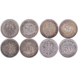Germany 1876B, 50 Pfennig, KM 6, GV-F Germany 1876A 50 Pfennig, AEF with lustre, KM 6-Germany