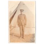 Bedfordshire Regiment WWI RP Soldier Outside Tent, Sent to Bedford
