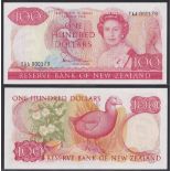 New Zealand-Reserve Bank 1981-85, One Hundred Dollars, TAA 000179 red, Hardie Chief Cashier