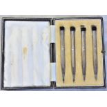 Silver Pencils - very unusual silver Bridge Players Propelling Pencils, in original box(.935)