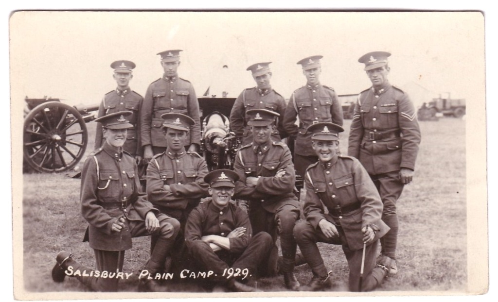 Royal Horse Artillery 1929 Full Crew aside a 25 Pounder "Salisbury Plain Camp 1929"