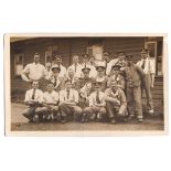 Royal Army Medical Corps WWI-RP postcard of a course or unit of medics from many units/regiments